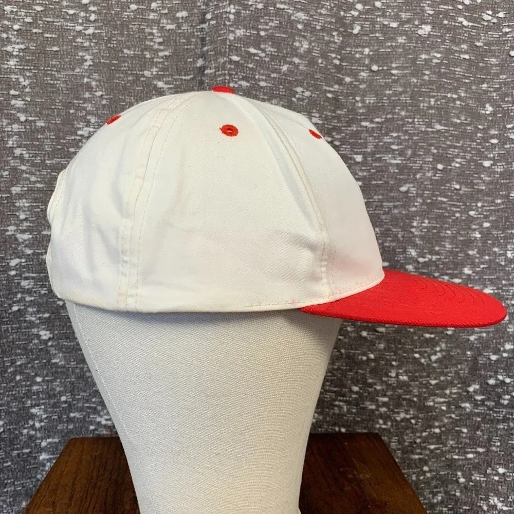 Vintage‎ Headmost Blank Red & White Snapback Cap Hat